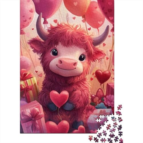 300-teilige Puzzles Für Erwachsene Cute Highland Cow Baby 300 Teile Puzzle Familienpuzzle Spielzeug Puzzles 300pcs (40x28cm) von KHHKJBVCE