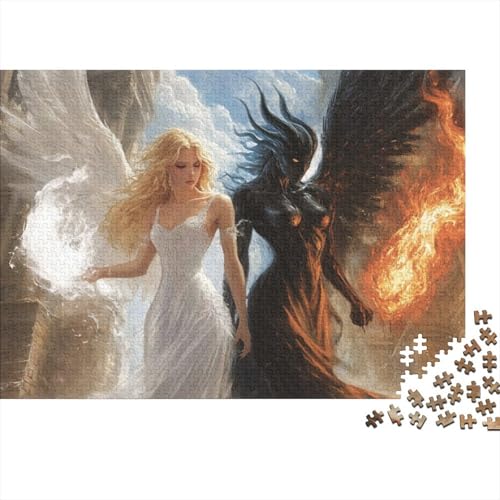 500-teilige Holzpuzzles Für Erwachsene Angels and Demons Puzzle Mit 500 Teilen, Herausfordernde Puzzles Für Erwachsene 500pcs (52x38cm) von KHHKJBVCE