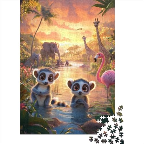 500-teilige Holzpuzzles Für Erwachsene Cute Lemur Puzzles 500 Teile Stressabbauende Puzzles 500pcs (52x38cm) von KHHKJBVCE