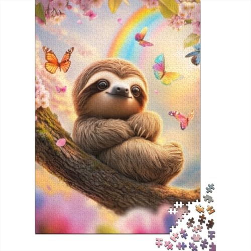 500-teilige Holzpuzzles Für Erwachsene Cute Sloth Puzzle Mit 500 Teilen, Herausfordernde Puzzles Für Erwachsene 500pcs (52x38cm) von KHHKJBVCE