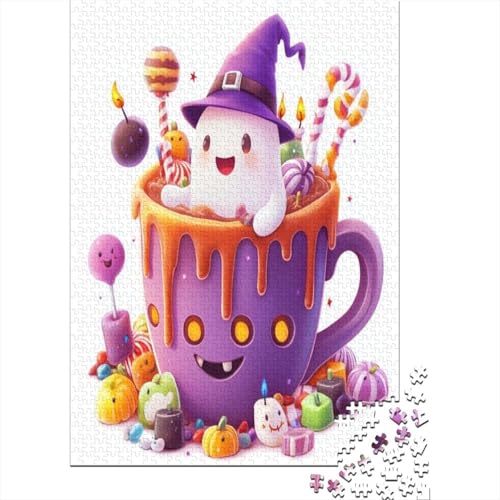 500-teilige Holzpuzzles Für Erwachsene Halloween Ghost Puzzle Mit 500 Teilen, Herausfordernde Puzzles Für Erwachsene 500pcs (52x38cm) von KHHKJBVCE