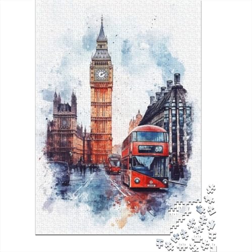 500-teilige Holzpuzzles Für Erwachsene London Bus Puzzle Mit 500 Teilen, Herausfordernde Puzzles Für Erwachsene 500pcs (52x38cm) von KHHKJBVCE