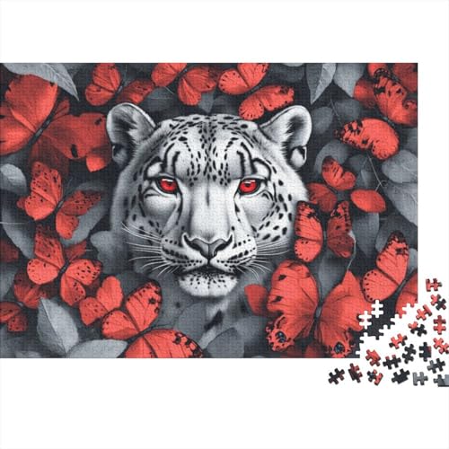 500-teilige Holzpuzzles Für Erwachsene Snow Leopard and Butterfly Puzzles 500 Teile Stressabbauende Puzzles 500pcs (52x38cm) von KHHKJBVCE