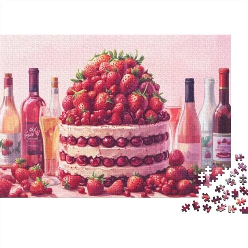 500-teilige Holzpuzzles Für Erwachsene Strawberry Cake Puzzles 500 Teile Stressabbauende Puzzles 500pcs (52x38cm) von KHHKJBVCE