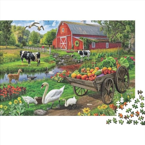 A Day on The Farm Puzzles Für Erwachsene, 1000 Teile, Kunstpuzzle, 1000 Teile, Holzpuzzle, Jedes Teil Ist EIN Unikat, Geeignet Für Kinder Ab 12 Jahren 1000pcs (75x50cm) von KHHKJBVCE