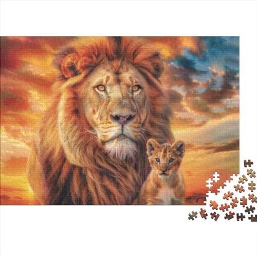 African Lion Holzpuzzle Mit 500 Teilen, Kunstpuzzle, 500 Teile, Puzzle, 500 Teile, Heimdekoration, Geeignet Für Kinder Ab 12 Jahren 500pcs (52x38cm) von KHHKJBVCE