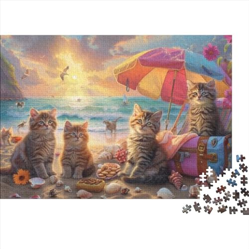 Beach Cat 300-teiliges Holzpuzzle Für Erwachsene, 300-teiliges Puzzle, 300-teiliges Puzzle Für Kinder. Geeignet Für Kinder Ab 12 Jahren 300pcs (40x28cm) von KHHKJBVCE