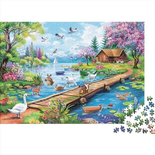 Beautiful Lake Puzzle 1000 Teile Erwachsenenpuzzle Kunstpuzzle 1000 Teile Puzzle 1000 Teile Familienstress Abbauen Geeignet Für Kinder Über 12 Jahre 1000pcs (75x50cm) von KHHKJBVCE