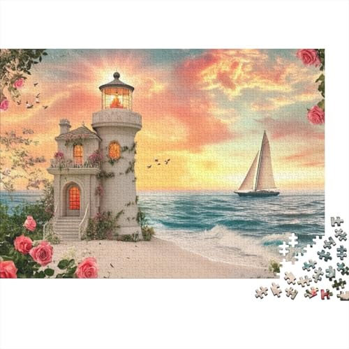 Beautiful Lighthouse 300-teilige Puzzles Für Erwachsene, 300-teilige Puzzles Zum Stressabbau, 300-teilige Puzzles Für Erwachsene Und Kinder Ab 12 Jahren 300pcs (40x28cm) von KHHKJBVCE