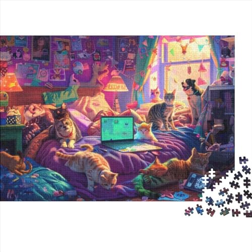Cat and Dog Party Puzzles Für Erwachsene 500 Teile Kunstpuzzle 500 Teile Puzzles 500 Teile Anspruchsvolles Puzzle Geeignet Für Kinder Ab 12 Jahren 500pcs (52x38cm) von KHHKJBVCE