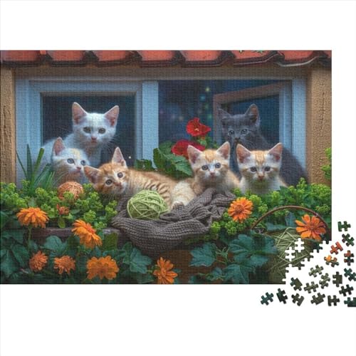 Cat by Window Puzzles Für Erwachsene 500 Teile Puzzle Kunstpuzzle 500 Teile Puzzle Holzpuzzle Heimdekoration Geeignet Für Kinder Über 12 Jahre 500pcs (52x38cm) von KHHKJBVCE