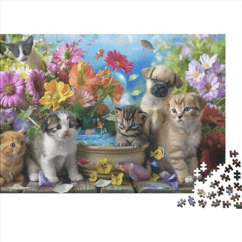 Cats and Dogs 3D-Puzzles Für Erwachsene, Kunstpuzzle, 300 Teile, Puzzle, 300 Teile, Jedes Teil Ist EIN Unikat, Geeignet Für Kinder Ab 12 Jahren 300pcs (40x28cm) von KHHKJBVCE