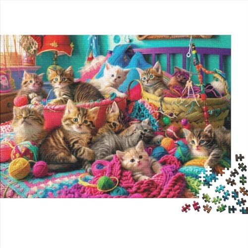 Cute Cat Puzzles Für Erwachsene, 1000 Teile, Kunstpuzzle, 1000 Teile, Puzzle, 1000 Teile, Heimdekoration, Geeignet Für Kinder Ab 12 Jahren 1000pcs (75x50cm) von KHHKJBVCE