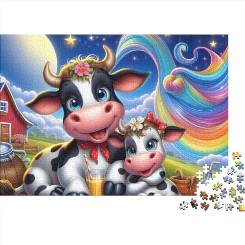 Cute Cow Puzzles Für Erwachsene, 300 Teile, Kunstpuzzle, 300 Teile, Holzpuzzles, Einzigartige Denkaufgabe, Geeignet Für Kinder Ab 12 Jahren 300pcs (40x28cm) von KHHKJBVCE