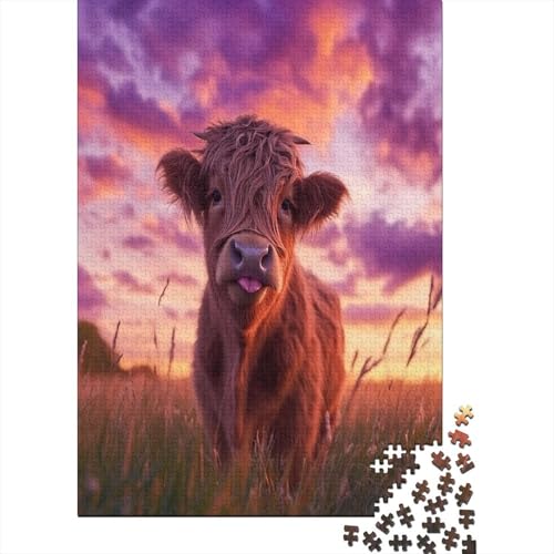 Cute Highland Cow 1000-teiliges Puzzle Für Erwachsene Und Kinder Ab 12 Jahren 1000pcs (75x50cm) von KHHKJBVCE