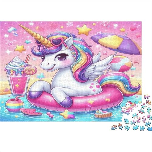 Cute Unicorn 3D-Puzzles Für Erwachsene, Kunstpuzzle, 1000 Teile, Puzzle, 1000 Teile, Jedes Teil Ist EIN Unikat, Geeignet Für Kinder Ab 12 Jahren 1000pcs (75x50cm) von KHHKJBVCE