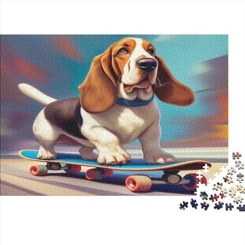 Dog Skateboard 3D-Puzzles Für Erwachsene, Kunstpuzzle, 1000 Teile, Puzzle, 1000 Teile, Jedes Teil Ist Ein Unikat, Geeignet Für Kinder Ab 12 Jahren 1000pcs (75x50cm) von KHHKJBVCE