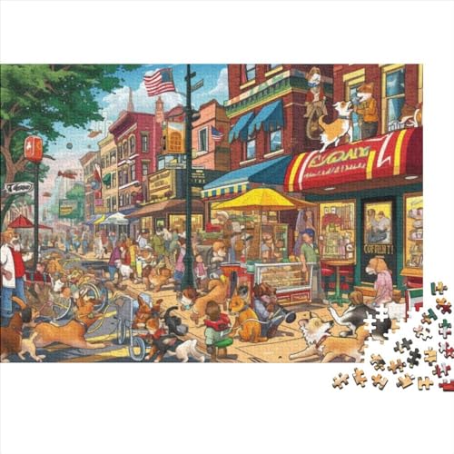 Dog Town Puzzles Für Erwachsene, 1000 Teile, Puzzle Für Erwachsene, 1000 Teile, Puzzle, 1000 Teile, Schwierig Und Herausfordernd, Großes Puzzle, Spiel, Spielzeug, Geschenk, Geeignet Für Kinder Über 12 von KHHKJBVCE