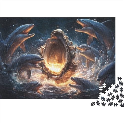 Dolphins and Oysters 300-teilige Puzzles Für Erwachsene Puzzles 300 Teile Impossible Puzzle 300-teilige Puzzles Spielzeug Und Spiele 300pcs (40x28cm) von KHHKJBVCE