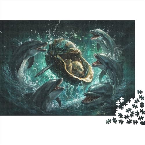 Dolphins and Oysters 300-teilige Puzzles Für Erwachsene. Puzzles Mit 300 Teilen. Einzigartige Heimdekoration Und Geschenke. 300-teilige Puzzles Für Erwachsene Und Kinder Ab 12 Jahren 300pcs (40x28c von KHHKJBVCE