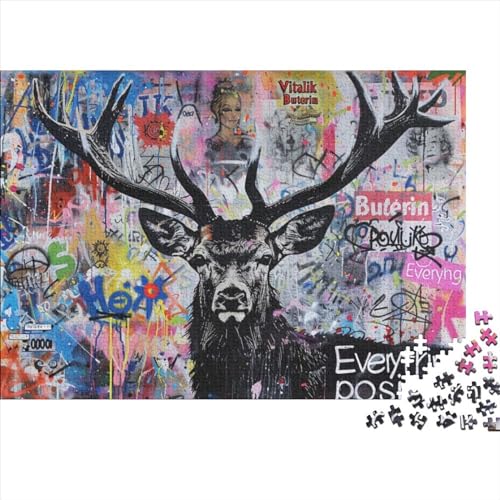 Doodle Art Deer (2) Puzzle Für Erwachsene, 1000 Teile, Puzzle, 1000 Teile, Lernspiele Für Erwachsene, 1000 Teile, Puzzle Für Erwachsene Und Kinder Ab 12 Jahren 1000pcs (75x50cm) von KHHKJBVCE