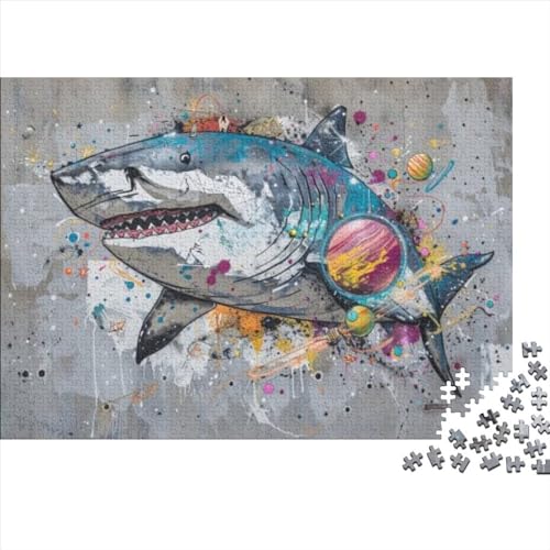 Doodle Shark (10) 3D-Puzzles Für Erwachsene, Puzzle Für Erwachsene, 300 Teile, Puzzle, 300 Teile, Künstlerische Dekorationen, Geeignet Für Kinder Ab 12 Jahren 300pcs (40x28cm) von KHHKJBVCE