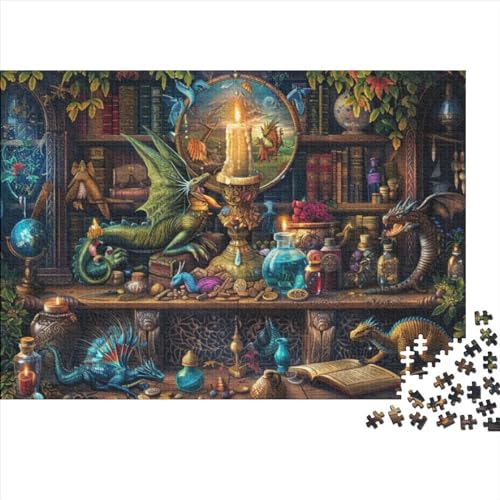 Dragons and Magic Books Holzpuzzle Mit 300 Teilen, Puzzle Für Erwachsene, Puzzle Mit 300 Teilen, Holzpuzzle, Kinderpuzzle. Geeignet Für Kinder Ab 12 Jahren 300pcs (40x28cm) von KHHKJBVCE