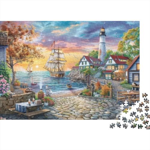 Dusk in The Port 1000-teilige Puzzles Für Erwachsene. Puzzles Mit 1000 Teilen. Lernspiele Für Erwachsene. 1000-teilige Puzzles Für Erwachsene. Spielzeug Und Spiele 1000pcs (75x50cm) von KHHKJBVCE