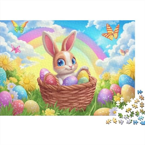 Easter Bunny and Eggs Puzzles Für Erwachsene 300 300-teilige Puzzles Familienpuzzlespielzeug 300-teilige Puzzles Für Erwachsene Und Kinder Ab 12 Jahren 300pcs (40x28cm) von KHHKJBVCE