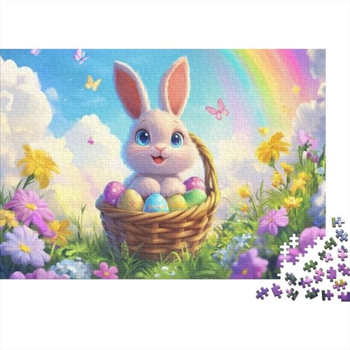 Easter Bunny and Eggs Puzzles Für Erwachsene 300 300-teilige Puzzles Stressabbauende Puzzles 300-teilige Puzzles Für Erwachsene Und Kinder Ab 12 Jahren 300pcs (40x28cm) von KHHKJBVCE