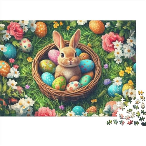 Easter Bunny and Eggs Puzzles Für Erwachsene 500 500-teilige Puzzles Lernspiele Für Erwachsene 500-teilige Puzzles Spielzeug Und Spiele 500pcs (52x38cm) von KHHKJBVCE