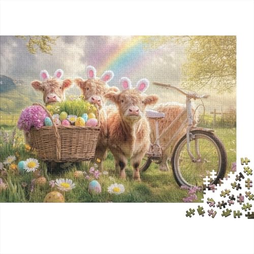 Easter Cow Puzzles Für Erwachsene 1000 1000-teilige Puzzles Lernspiele Für Erwachsene 1000-teilige Puzzles Spielzeug Und Spiele 1000pcs (75x50cm) von KHHKJBVCE