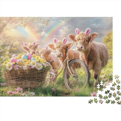 Easter Cow Puzzles Für Erwachsene 300 300-teilige Puzzles Heimdekorationspuzzle 300-teilige Puzzles Spielzeug Und Spiele 300pcs (40x28cm) von KHHKJBVCE