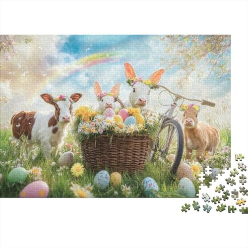 Easter Cow Puzzles Für Erwachsene 300 300-teilige Puzzles Heimdekorationspuzzle 300-teilige Puzzles Spielzeug Und Spiele 300pcs (40x28cm) von KHHKJBVCE