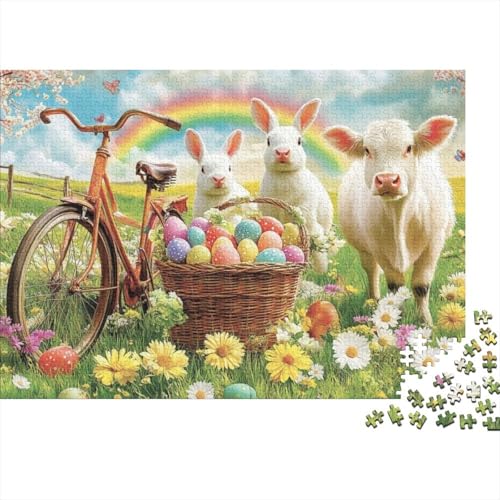 Easter Cow Puzzles Für Erwachsene 300 Puzzles 300 Teile Impossible Puzzle 300 Teile Puzzles Spielzeug Und Spiele 300pcs (40x28cm) von KHHKJBVCE