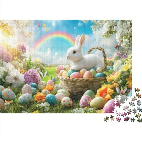 Easter Eggs and Rabbit Puzzles Für Erwachsene, 300-teiliges Puzzle Mit 300 Teilen, Herausfordernde Puzzles Für Erwachsene, 300-teilige Puzzles Für Erwachsene Und Kinder Ab 12 Jahren 300pcs (40x28c von KHHKJBVCE