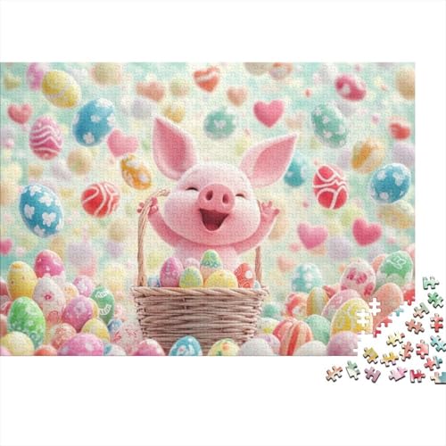 Easter Piglet Puzzles Für Erwachsene, 300 Puzzles, 300 Teile, Herausfordernde Puzzles Für Erwachsene, 300 Teile, Spielzeug Und Spiele 300pcs (40x28cm) von KHHKJBVCE