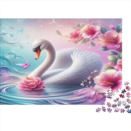 Elegant White Swan 1000-teiliges Puzzle Für Erwachsene, Kunstpuzzle, 1000-teiliges Puzzle, Holzpuzzles, Herausforderndes Puzzle, Geeignet Für Kinder Ab 12 Jahren 1000pcs (75x50cm) von KHHKJBVCE