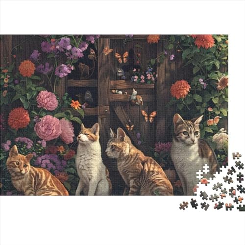 Four Cats Puzzles Für Erwachsene, 300 Teile, Puzzles Für Erwachsene, 300 Teile, Holzpuzzles, Einzigartige Denkaufgabe, Geeignet Für Kinder Ab 12 Jahren 300pcs (40x28cm) von KHHKJBVCE