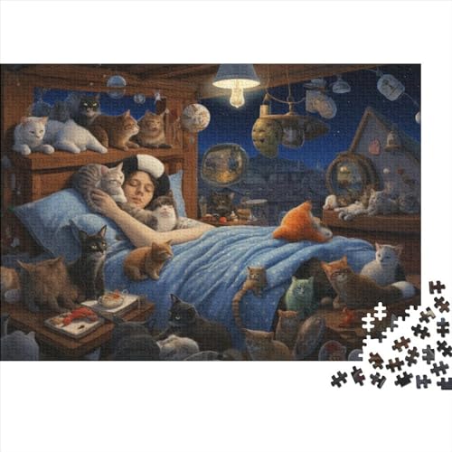 Girl and Cat Holzpuzzle Mit 1000 Teilen, Puzzle Für Erwachsene, Puzzle Mit 1000 Teilen, Holzpuzzle, Puzzle, Familienspiel, Puzzle, Geeignet Für Kinder Ab 12 Jahren 1000pcs (75x50cm) von KHHKJBVCE