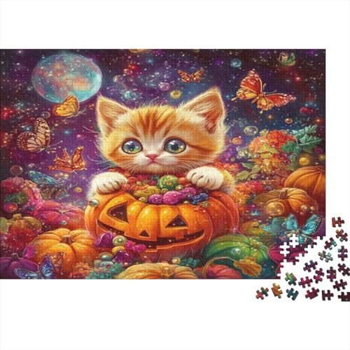 Halloween Cat 1000-teilige Puzzles Für Erwachsene. Puzzles Mit 1000 Teilen. Lernspiele Für Erwachsene. 1000-teilige Puzzles Für Erwachsene Und Kinder Ab 12 Jahren 1000pcs (75x50cm) von KHHKJBVCE