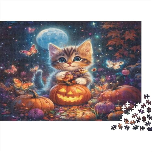 Halloween Cat 300-teilige Puzzles Für Erwachsene. Puzzles Mit 300 Teilen. Impossible-Puzzle. 300-teilige Puzzles Für Erwachsene Und Kinder Ab 12 Jahren 300pcs (40x28cm) von KHHKJBVCE