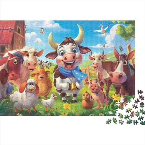 Happy Farm 1000-teiliges Holzpuzzle, Kunstpuzzle, 1000-teiliges Puzzle, 1000-teiliges Puzzle. Anspruchsvolles Puzzle. Geeignet Für Kinder Ab 12 Jahren 1000pcs (75x50cm) von KHHKJBVCE