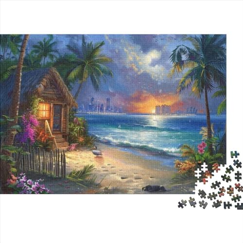 KHHKJBVCE Hawaii Beach 3D-Puzzle für Erwachsene, 1000 Teile, Puzzle, Geeignet für Kinder ab 12 Jahren, 1000pcs (75x50cm) von KHHKJBVCE