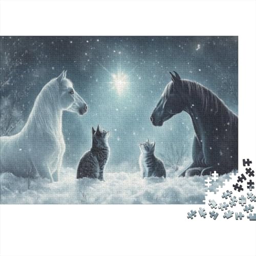 Horse and Cat 500-teilige Puzzles Für Erwachsene Puzzles 500 Teile Heimdekorationspuzzle 500 Puzzles Für Erwachsene Für Erwachsene Und Kinder Ab 12 Jahren 500pcs (52x38cm) von KHHKJBVCE