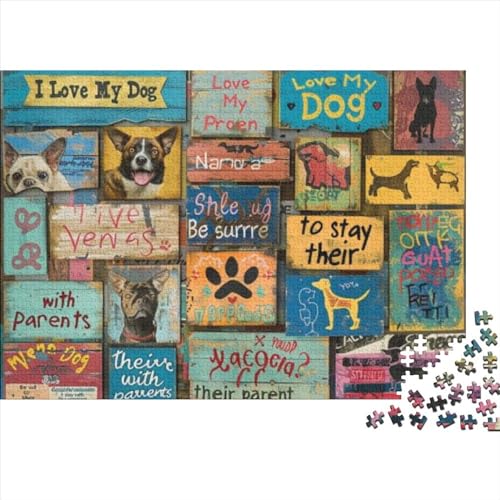 I Love Dogs (6) 3D-Puzzles Für Erwachsene, Puzzle Für Erwachsene, 1000-teilige Puzzles, Holzpuzzles, Einzigartige Denkaufgabe, Geeignet Für Kinder Über 12 Jahre 1000pcs (75x50cm) von KHHKJBVCE