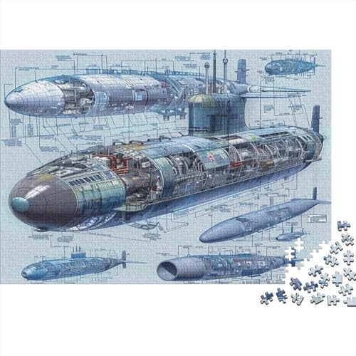 Military Submarine Puzzle Für Erwachsene, 1000 Teile, Puzzle, 1000 Teile, Lernspiele Für Erwachsene, 1000 Teile, Puzzle Für Erwachsene Und Kinder Ab 12 Jahren 1000pcs (75x50cm) von KHHKJBVCE