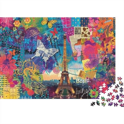 Paris Postcard (4) Puzzle mit 1000 Teilen für Erwachsene 1000 Teile Puzzle Lernspiele Für Erwachsene 1000 Puzzle Für Erwachsene Spiele Und Spielzeug 1000 Teile (75 x 50 cm) von KHHKJBVCE