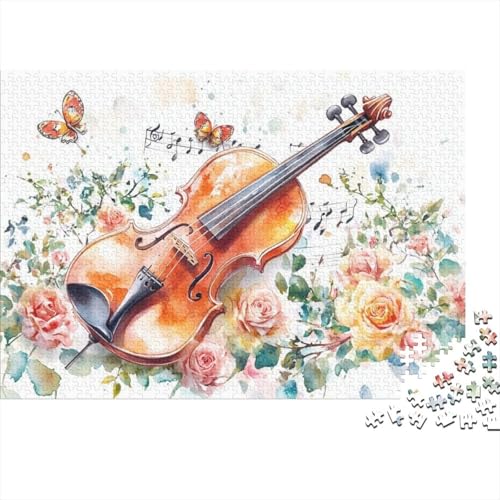 Puzzles 1000 Teile Für Erwachsene Rose Violin 1000-teiliges Puzzle. Spielzeug Zum Stressabbau 1000pcs (75x50cm) von KHHKJBVCE