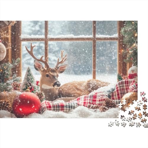 Puzzles 300 Teile Für Erwachsene Christmas Deer 300-teiliges Puzzle Lernspiele Heimdekorationspuzzle 300pcs (40x28cm) von KHHKJBVCE